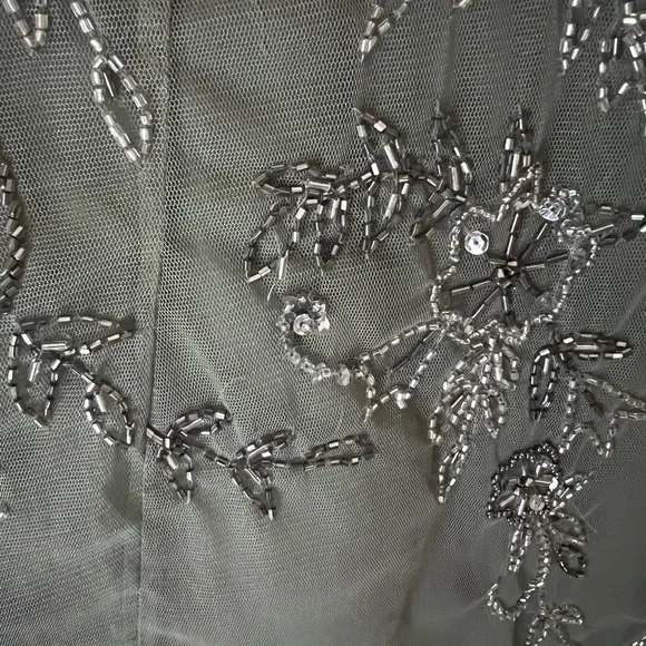 Olive Green beaded prom dress/wedding guest dress - Picture 5 of 14